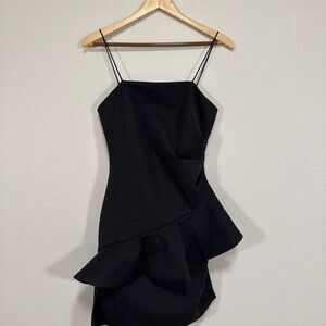 ELLIATT REVOLVE Black Asymmetrical Ruffle Mini Dress